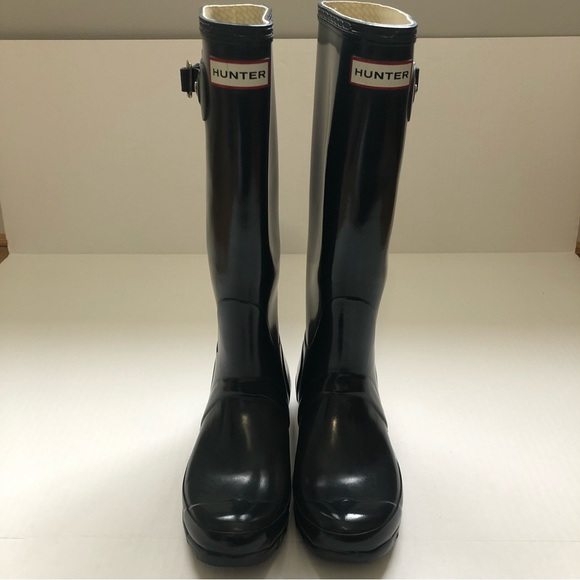 ❌SOLD❌ Hunter Original Tall Gloss Navy Rainboots, Size 6M - Picture 2 of 14